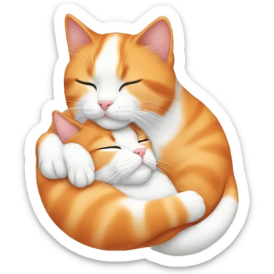 Orange and white cat cuddling sticker