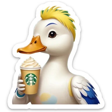 duck with touchland and starbucks sticker