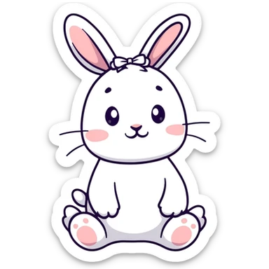 adorable bunny rabbit with pretty bow, playful sticker