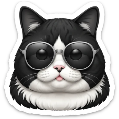 fat tuxedo cat wearing sunglasses sticker