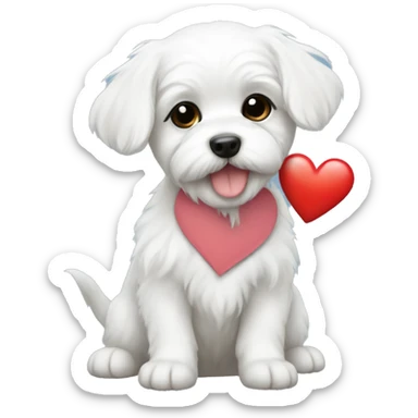 Maltese puppy with heart sticker