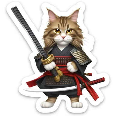 Samurai maine coon with catana sticker