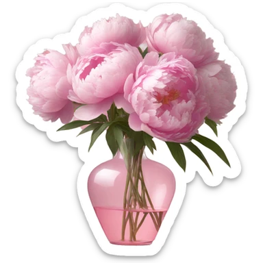 Peonies in a clear pink vase sticker