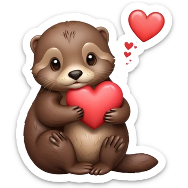 Cute little otter hugging a heart  sticker
