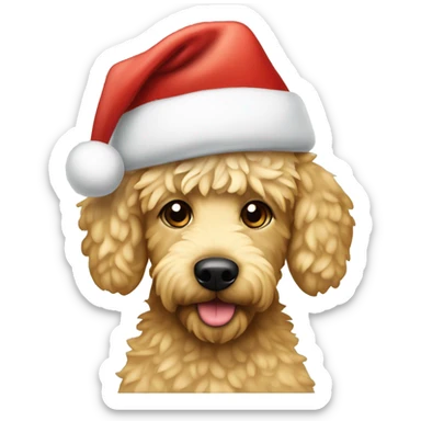 cute blonde groodle dog with a santa hat  sticker
