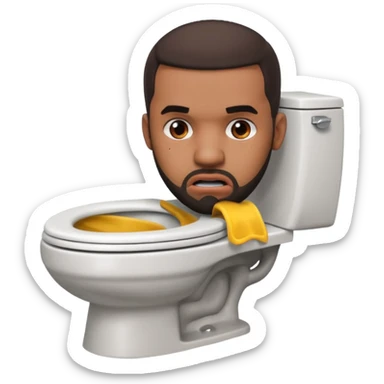 The famous musical artist, drake, drake’s head is putting on an exaggerated angry expression and appears popping his head out of a toilet. sticker