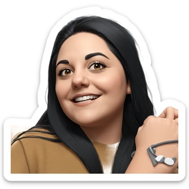 smiling girl with black hair sticker