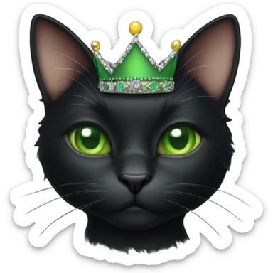 Black Cat wearing a crown green eyes  sticker