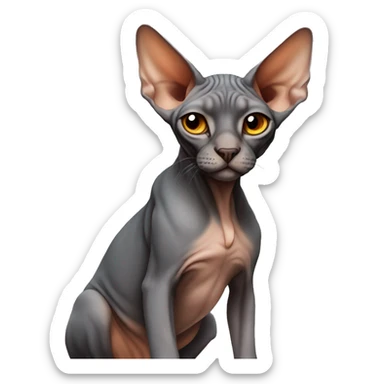 Sphynx full body dark-grey-brown-colour orange-snout  sticker