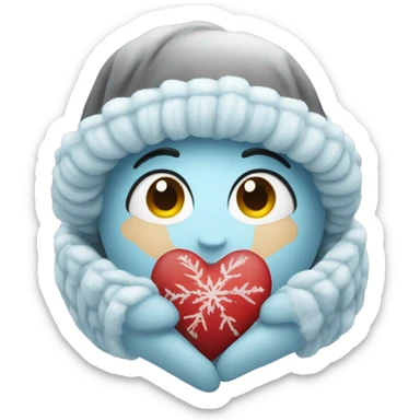 Winter inside a heart sticker