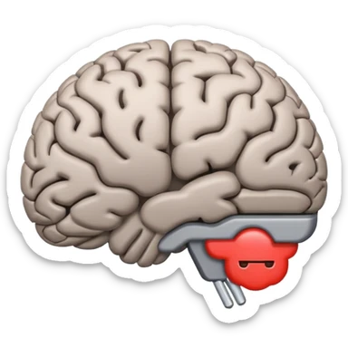 A simple emoji of a brain with a horizontal loading bar underneath, partially filled, flat emoji style, bold outline, minimal details sticker