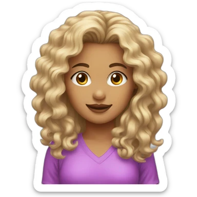 Pompon girl with long and wavy hair sticker