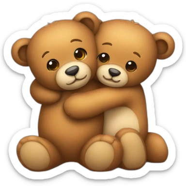 Teddy hugging another teddy sticker