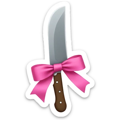 Knife with a pink bow sticker