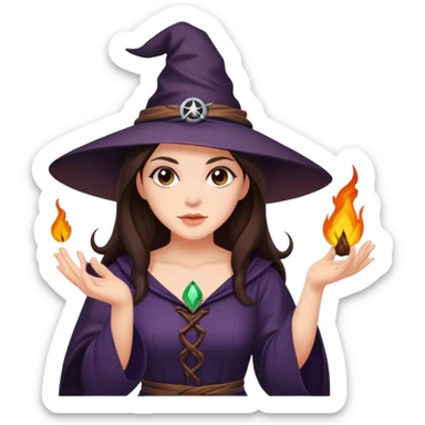 Beautiful brunette doing Witch craft sticker