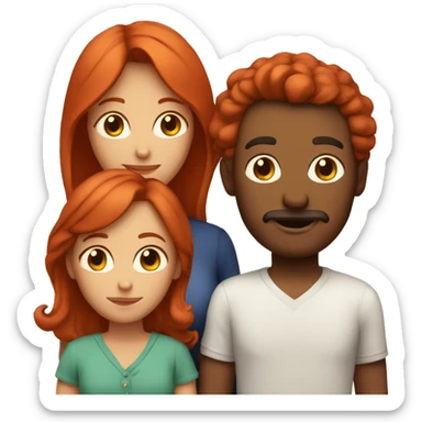 Mom + dad + 2 sons + red hair sticker