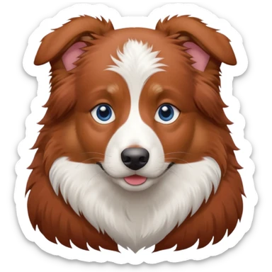 Red tri aussie with white stripe in forehead down the back and blue eyes sticker
