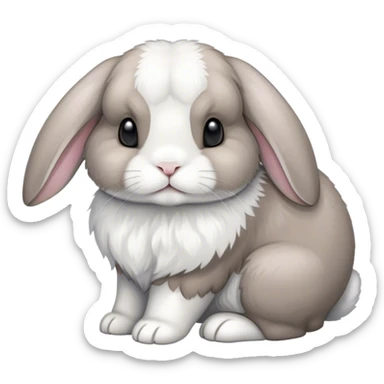 Holland loop white and grey bunny sticker