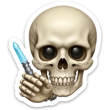 Skull emoji pointing with hand to the right sticker