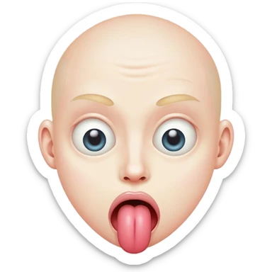 weird face with mismatched eyes and tongue sticking out sticker