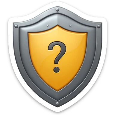 fais moi un bouclier gris avec un point d'interogation dessus sticker