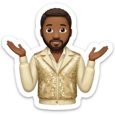 Eddie Levert from The O'Jays with dark brown hair, cream sequin outfit sticker