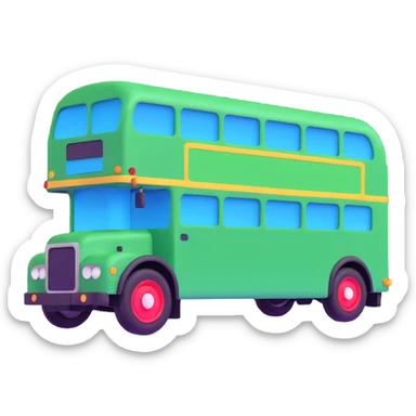 green double decker bus facing right sticker