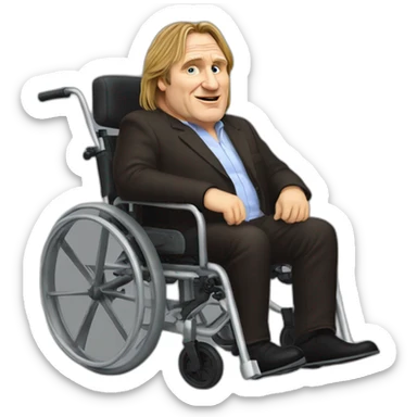 Gérard Depardieu in a weelchair sticker