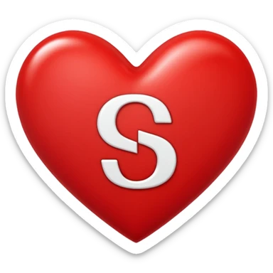 Love heart in red colour and center S letter only sticker