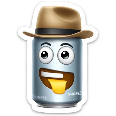 Soda can with a hat  sticker