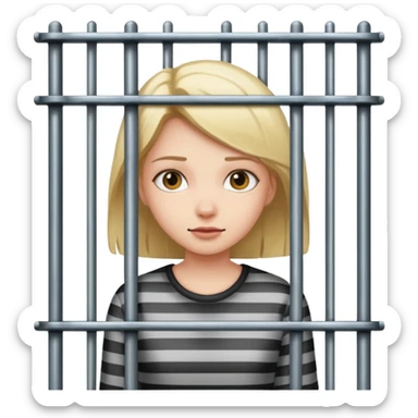 girl standing behind jail bars sticker