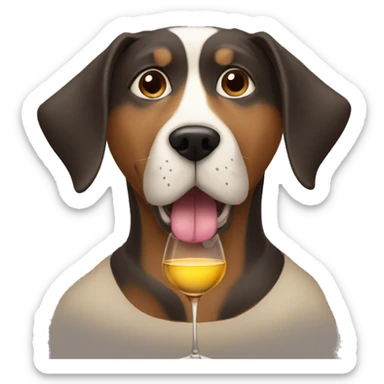 Dog-man hybrid sipping wine sticker
