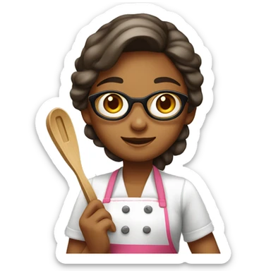 jeune fille patissiere avec une spatule sticker