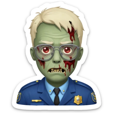zombie police man with glasses sticker