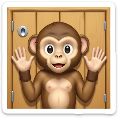 monkey knocking on door sticker