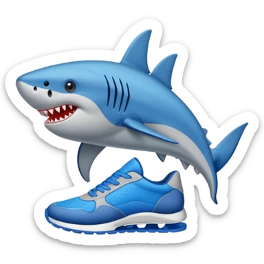 Tiburón con zapatillas azules y en 2 patas sticker