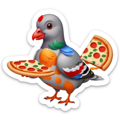 pigeon with a pizza in its mouth sticker