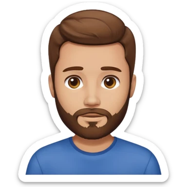 A man with brown hair and beard waiting for a hug sticker