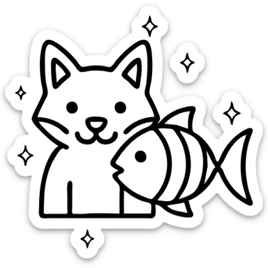 Add a magical, minimal fantasy background with sparkles and whimsical elements, keeping the outlined icon style. sticker