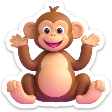 laughing monkey with hands on belly sticker