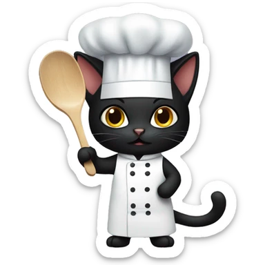 Black cat chef sticker