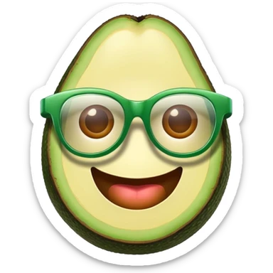 Aguacate con lentes y boca  sticker