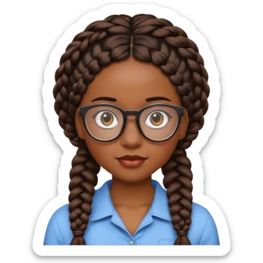 a pretty black girl with pretty braids and glasses  sticker