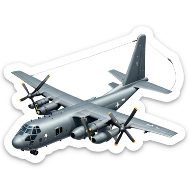 AC-130 gunship military aircraft with visible cannons and weapons flying in the sky sticker