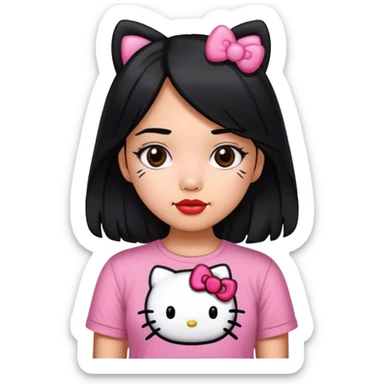 hello kitty girl black hair mexican with long hair sticker