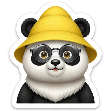 panda with yellow conical hat, glasses sticker