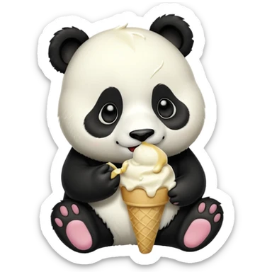 Panda eating ice cream sticker