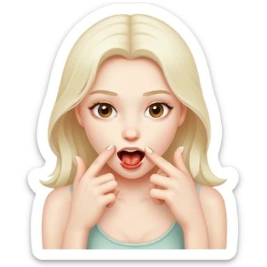 has a playful, flirty expression, biting its fingershas a playful, flirty expression, biting its fingers sticker