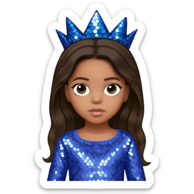 Blue Ivy Carter with long dark brown hair, periwinkle sequin outfit sticker