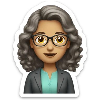 A pretty, half-haired teacher with pastel-colored glassesOk sticker